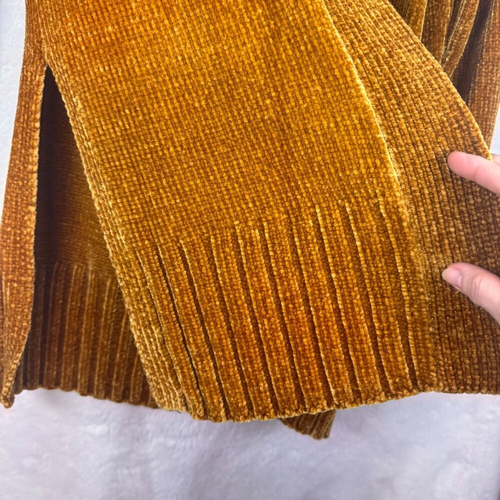 A0006 Loft Gold Mustard Yellow Chenille Long Cardigan XS - Picture 5 of 14